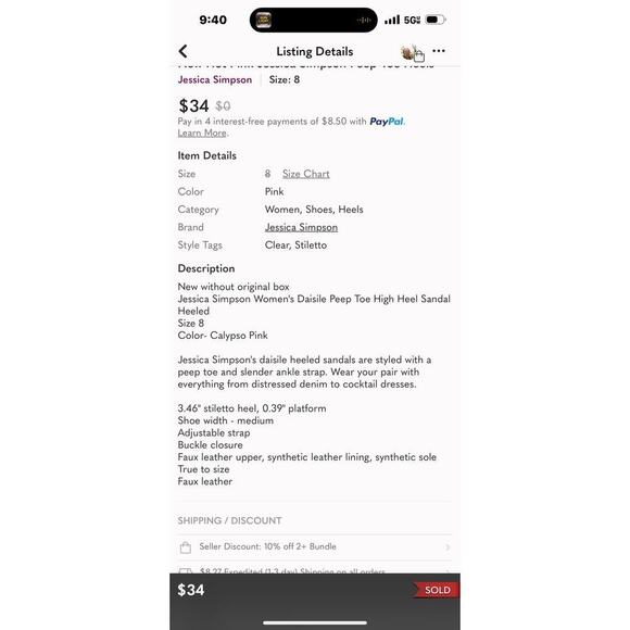 Jessica Simpson Women's Calypso Pink Daisile Ankle Strap Sandals Size 7 - Picture 7 of 11